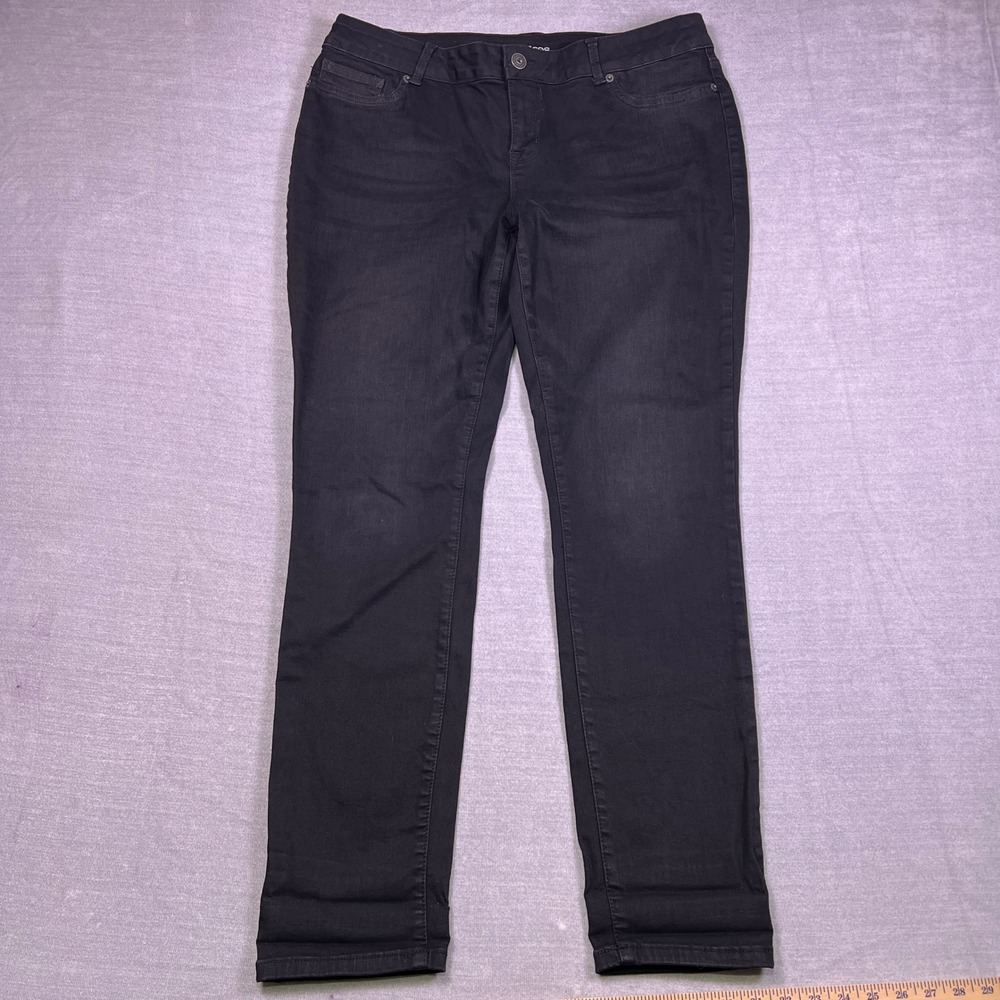 Maurices Jegging Slim Mid Rise‎ Denim Pants Women XL-REG Black Cotton Blend